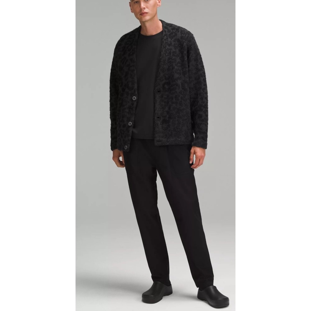 Lululemon Cardigan Sweater Jacquard‎ Wool Men Small Black Gray Sparkle New